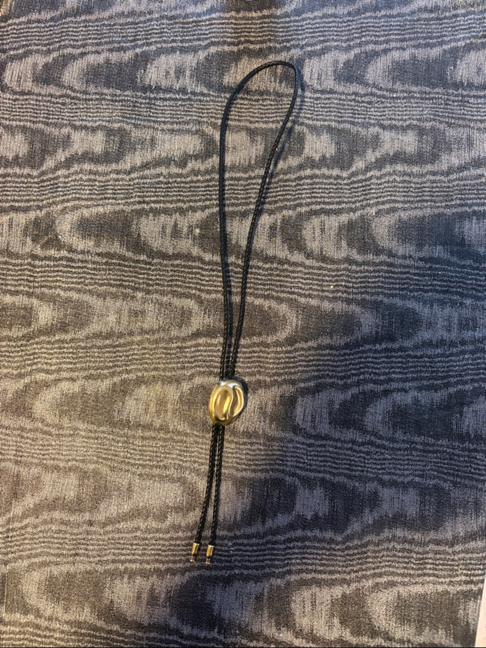 Adjustable Black Cord Bolo Tie with Gold-Tone Slide